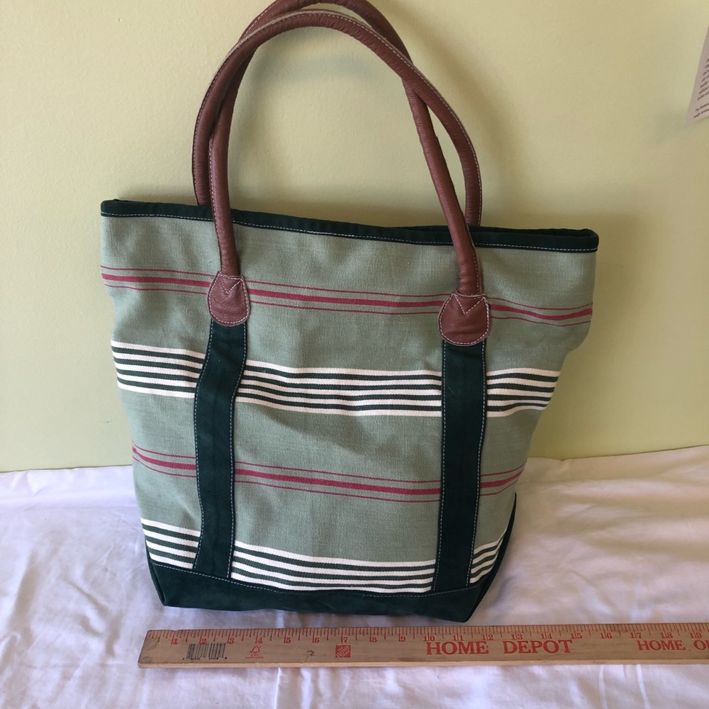 Green Striped Tote Bag